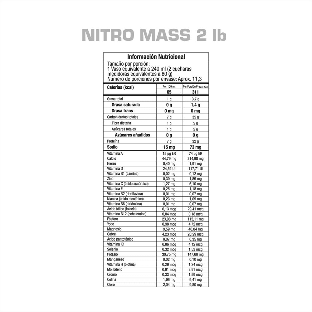 Proteína Nitro Mass 2 Lb Gmn img #3