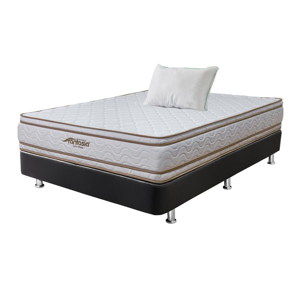 Colchón Combo FANTASIA Semidoble (120 x 190 cm) LIVE PLUS Espumado Firme Base+Almohada