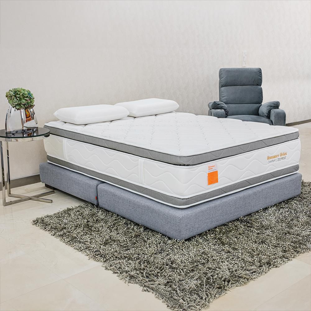 Colchón + Almohadas ROMANCE RELAX Queen (160 x 190 cm) CONFORT SENSE PREMIUM Espumado Semisuave . img #1