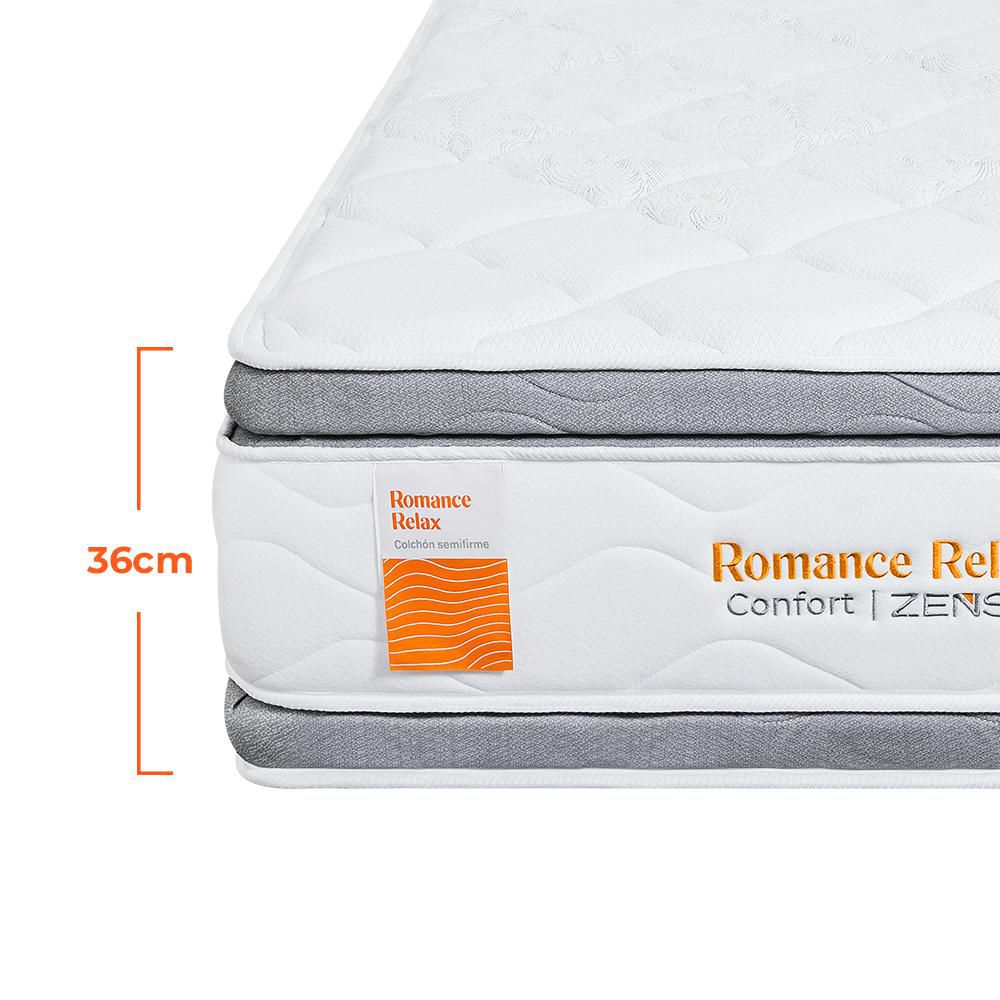 Colchón + Almohadas ROMANCE RELAX Queen (160 x 190 cm) CONFORT SENSE PREMIUM Espumado Semisuave . img #6