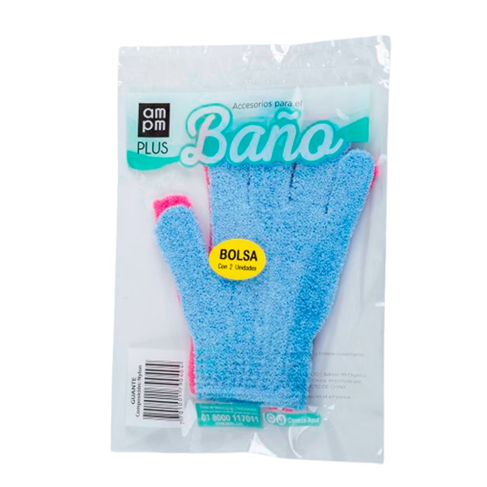 Guante estropajo AMPM PLUS nylon (2  und)