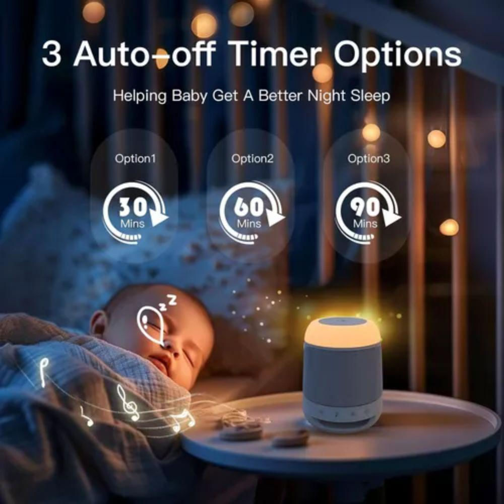 Lampara Y Maquina Sueño Sonido Ruido Blanco Bebe Recargable img #5