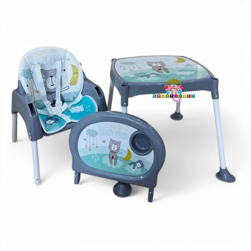 Silla Comedor Bebé Escritorio 3 En 1 Multifuncional Niño + Obsequio Ref Bc 4030 Gris img #2
