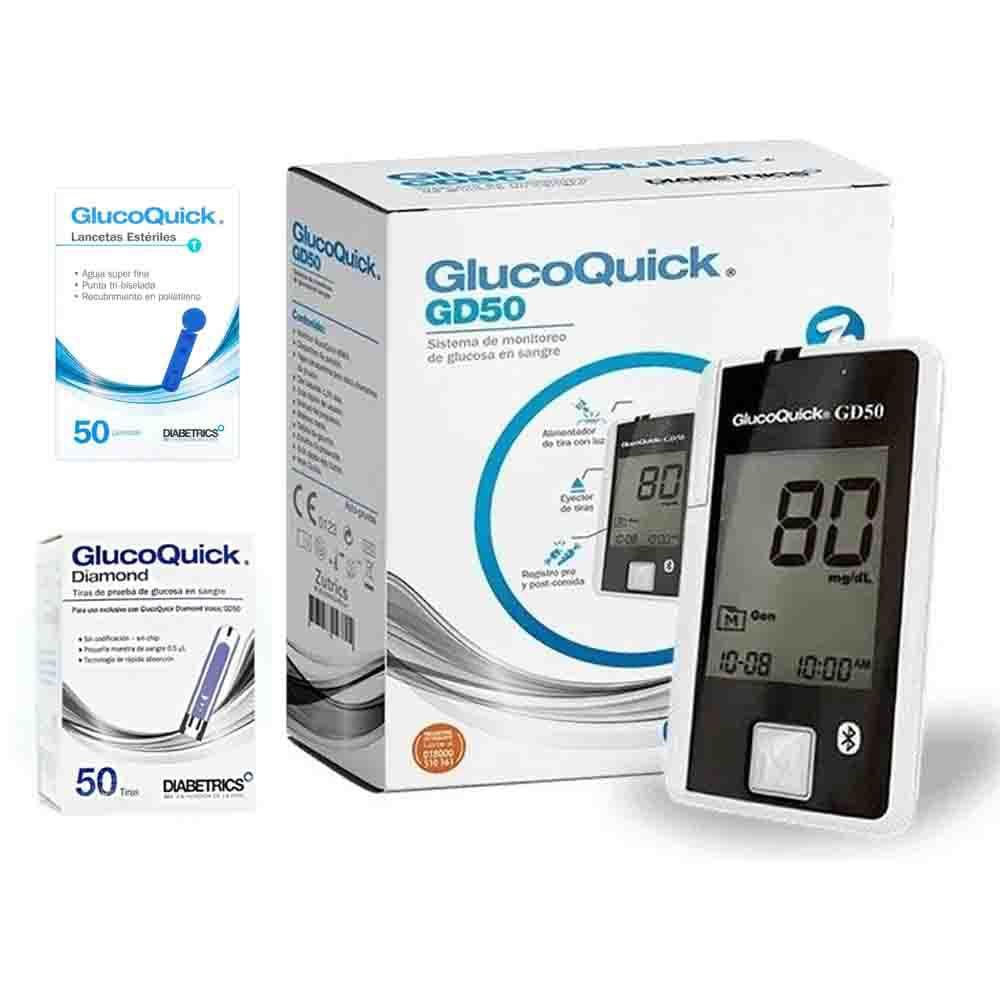 Glucómetro Digital Medidor De Glucosa En Sangre + 50 Tirillas + 50 Lancetas
