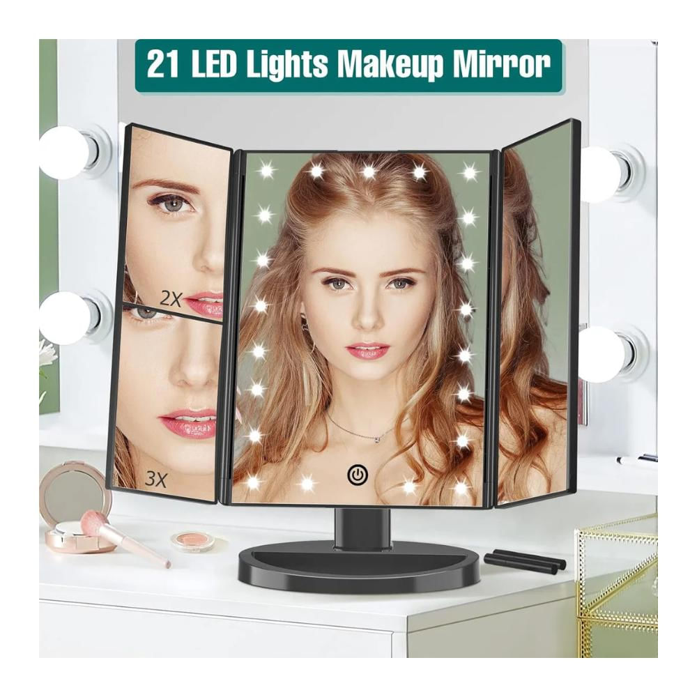 Espejo Maquillaje Con Luz Led Negro A06a img #2