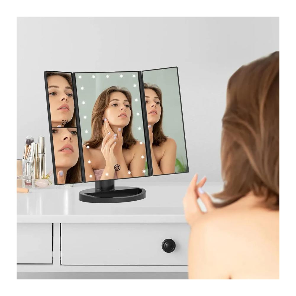 Espejo Maquillaje Con Luz Led Negro A06a img #3