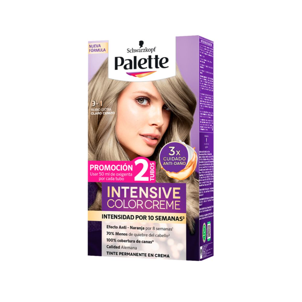 Tinte PALETTE 91 rubio extra claro cenizo (2 und)