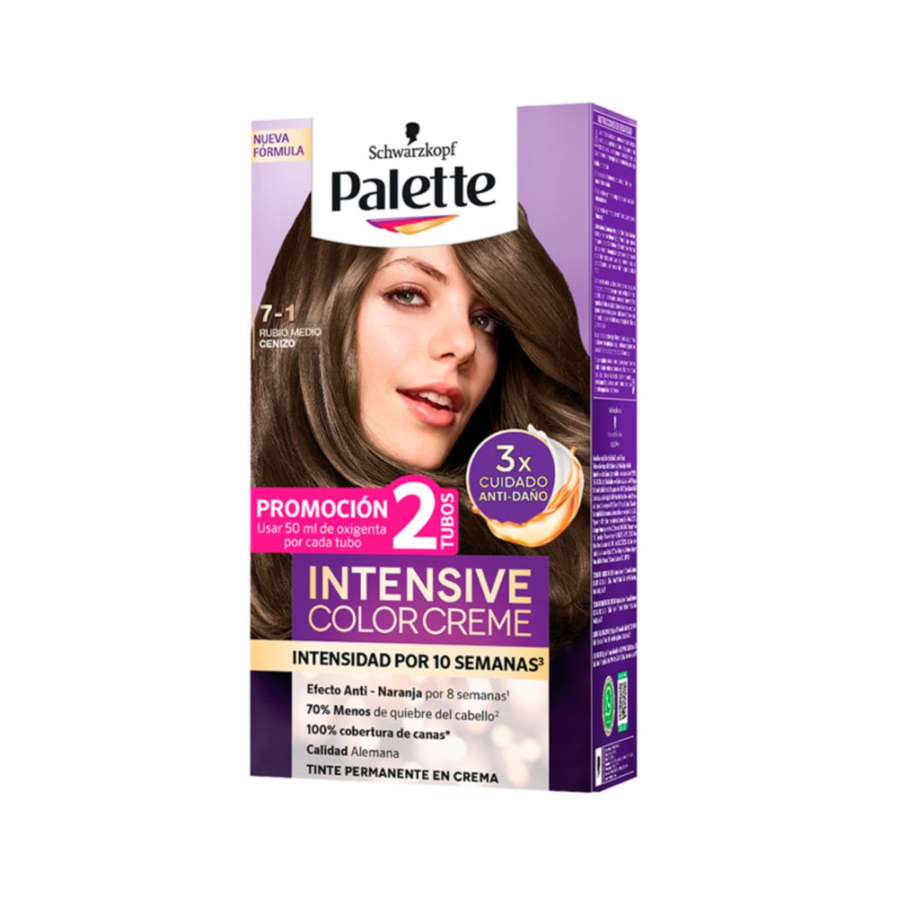 Tinte PALETTE color creme 71 rubio medio cenizo (2 und)