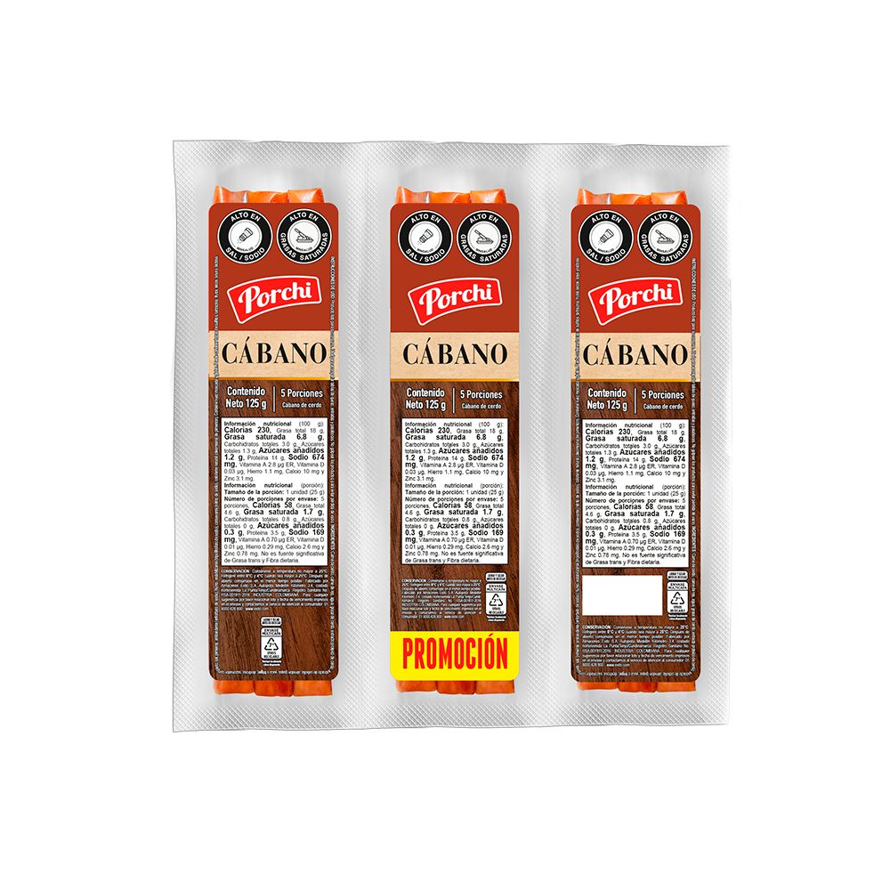 Cabano PORCHI 3 paquetes x5 und (375 gr)
