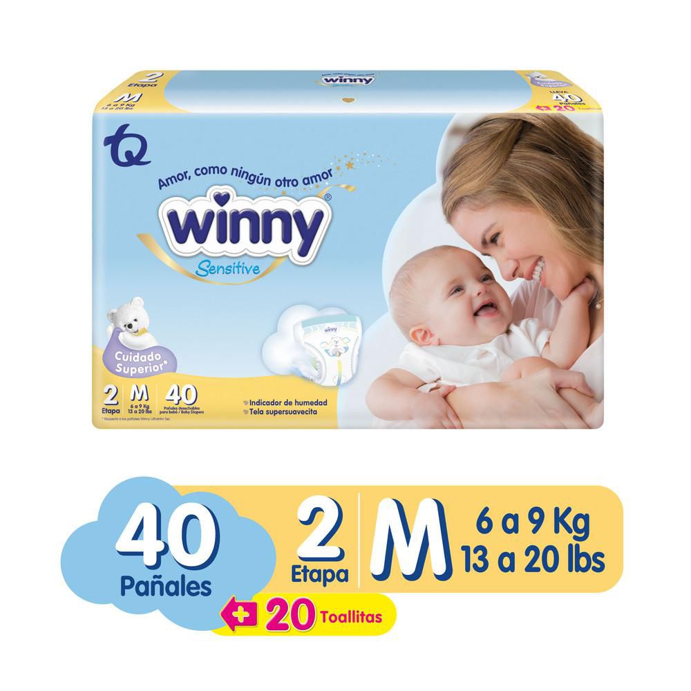 Pañales WINNY sensittive etapa 2 M (40 und)