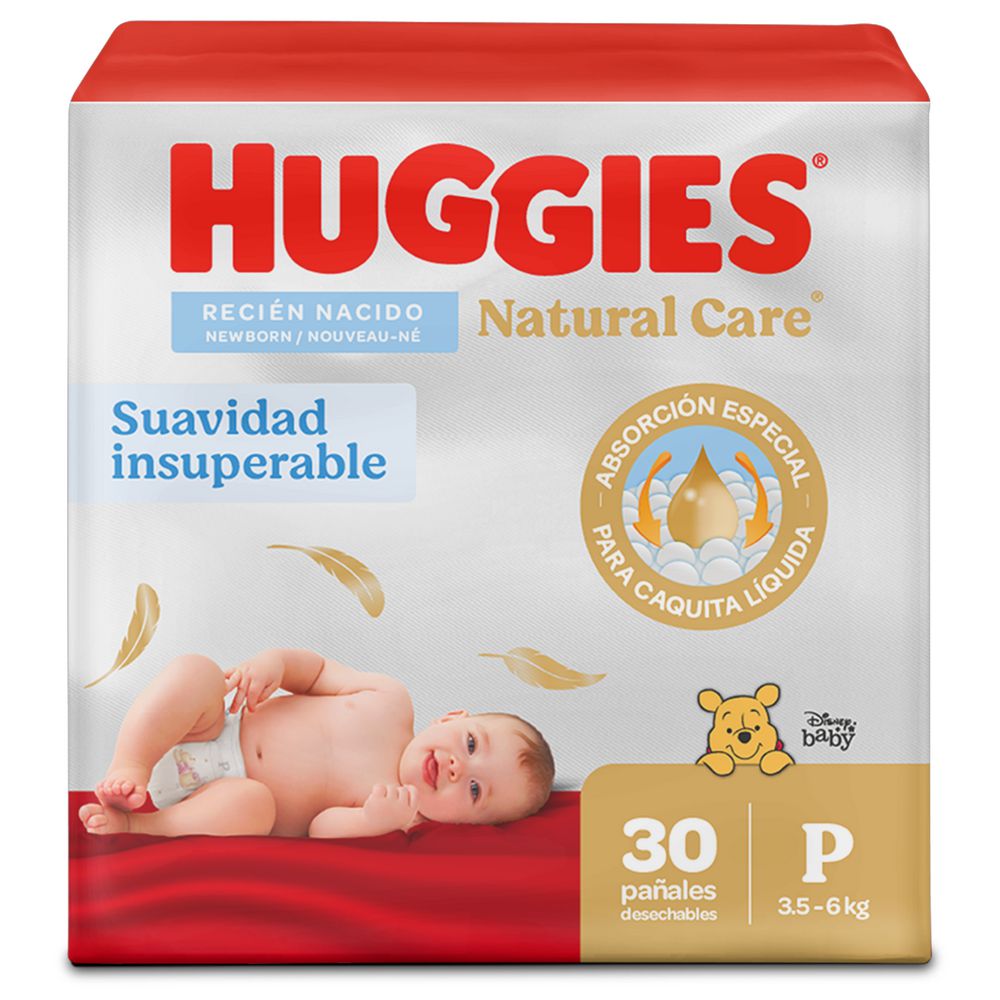 Pañales HUGGIES Natural Care Etapa 1 P + toallitas (30 und)