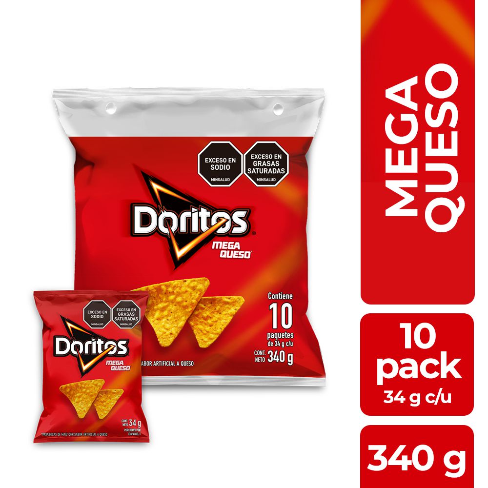 Pasabocas DORITOS Mega Quesox10und 34gr (340 gr)