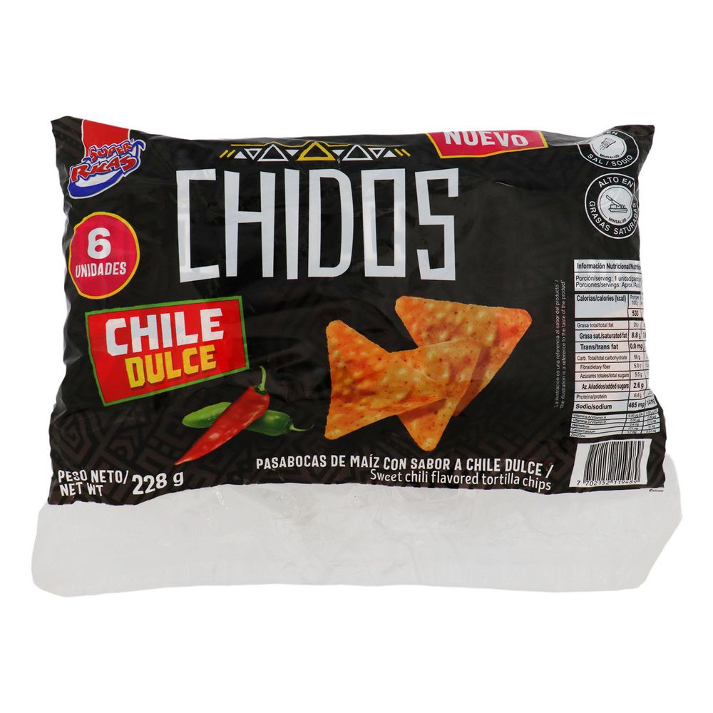 Pasabocas CHIDOS MAIZ SABOR CHILE DULCE (228 gr)