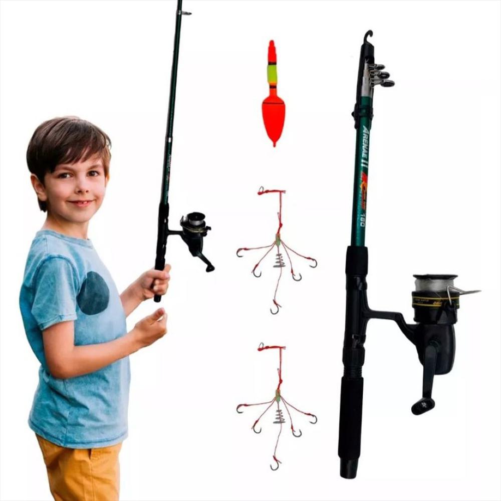 Caña De Pescar 2.1 Mt Niños Bara Anzuelos Mas Carrete Nylon img #1