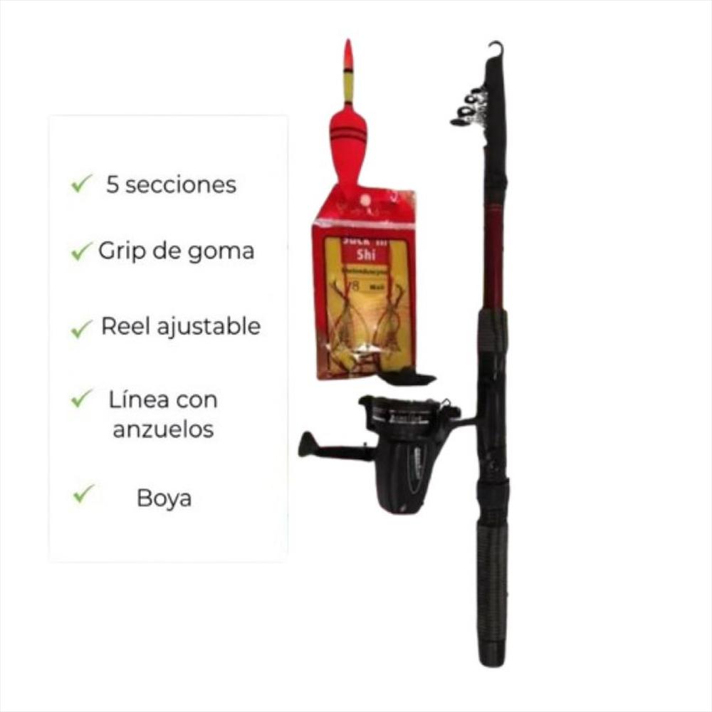 Caña De Pescar 2.1 Mt Niños Bara Anzuelos Mas Carrete Nylon img #3