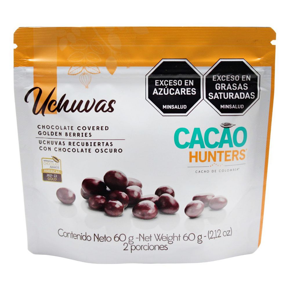 Uchuvas CACAO HUNTERS RECUBIERTAS CHOCOLATE OSCURO (60  gr)