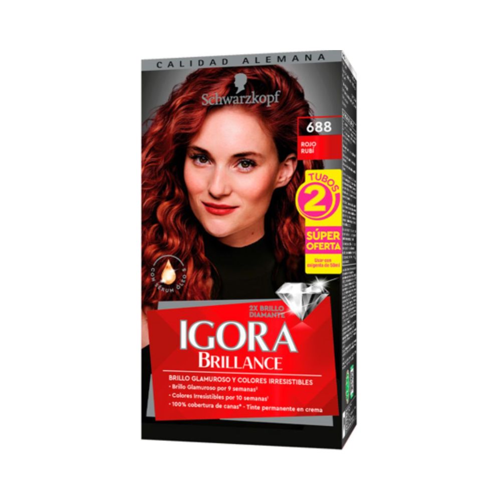 Tinte IGORA BRILLANCE 688 rojo rubí (2 und)