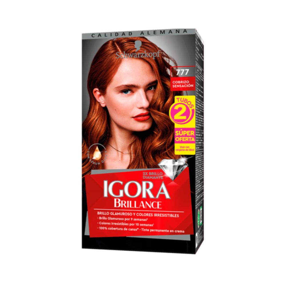 Tinte IGORA BRILLANCE 777 cobrizo sensación (2 und)