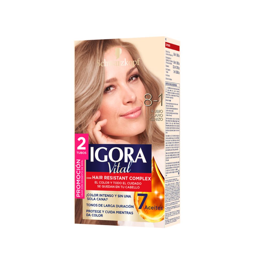 Tinte IGORA VITAL 81 rubio claro cenizo (2 und)
