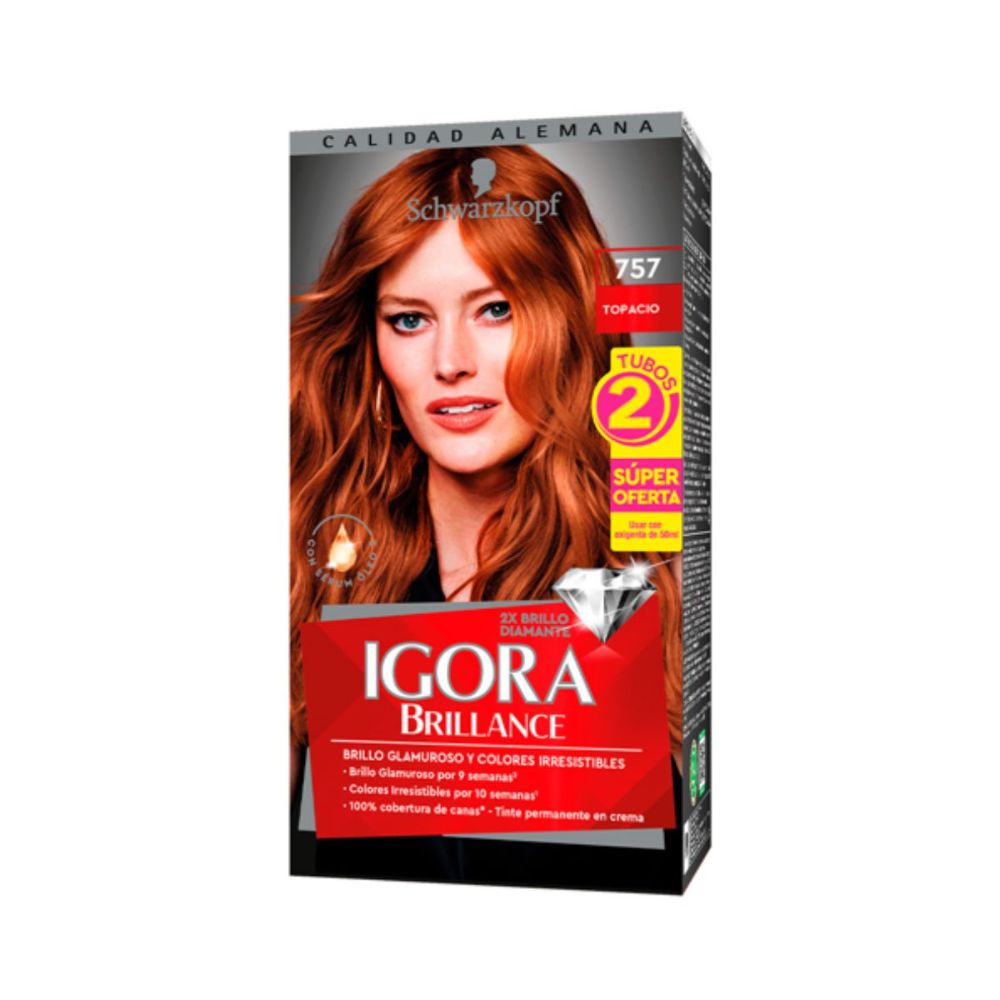 Tintura IGORA BRILLANCE topacio 757 (2 und)