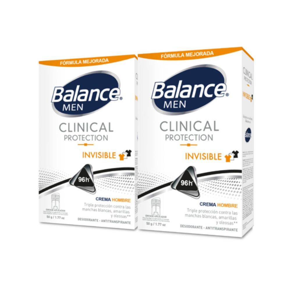 Desodorante BALANCE crema clinical invisible hombre x2 (100  gr)