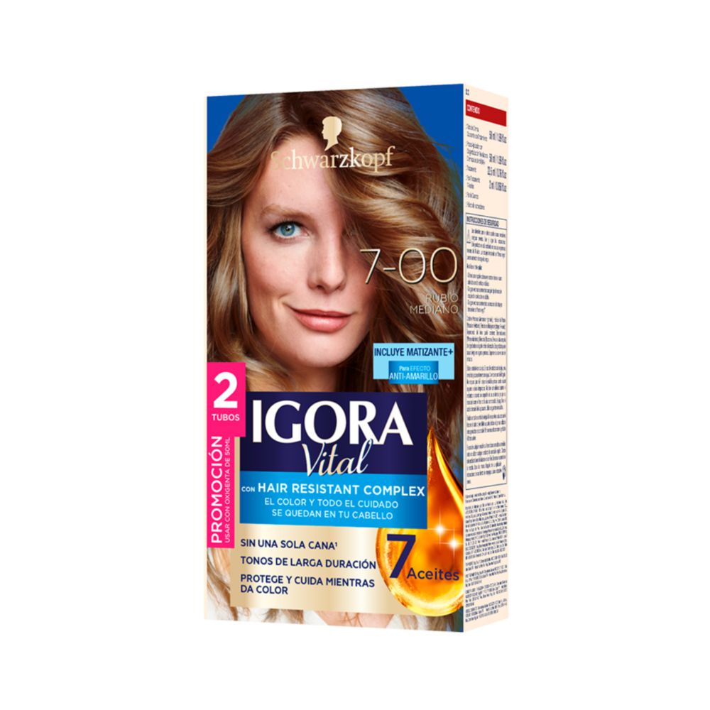 Tinte IGORA VITAL 700 rubio mediano (2 und)