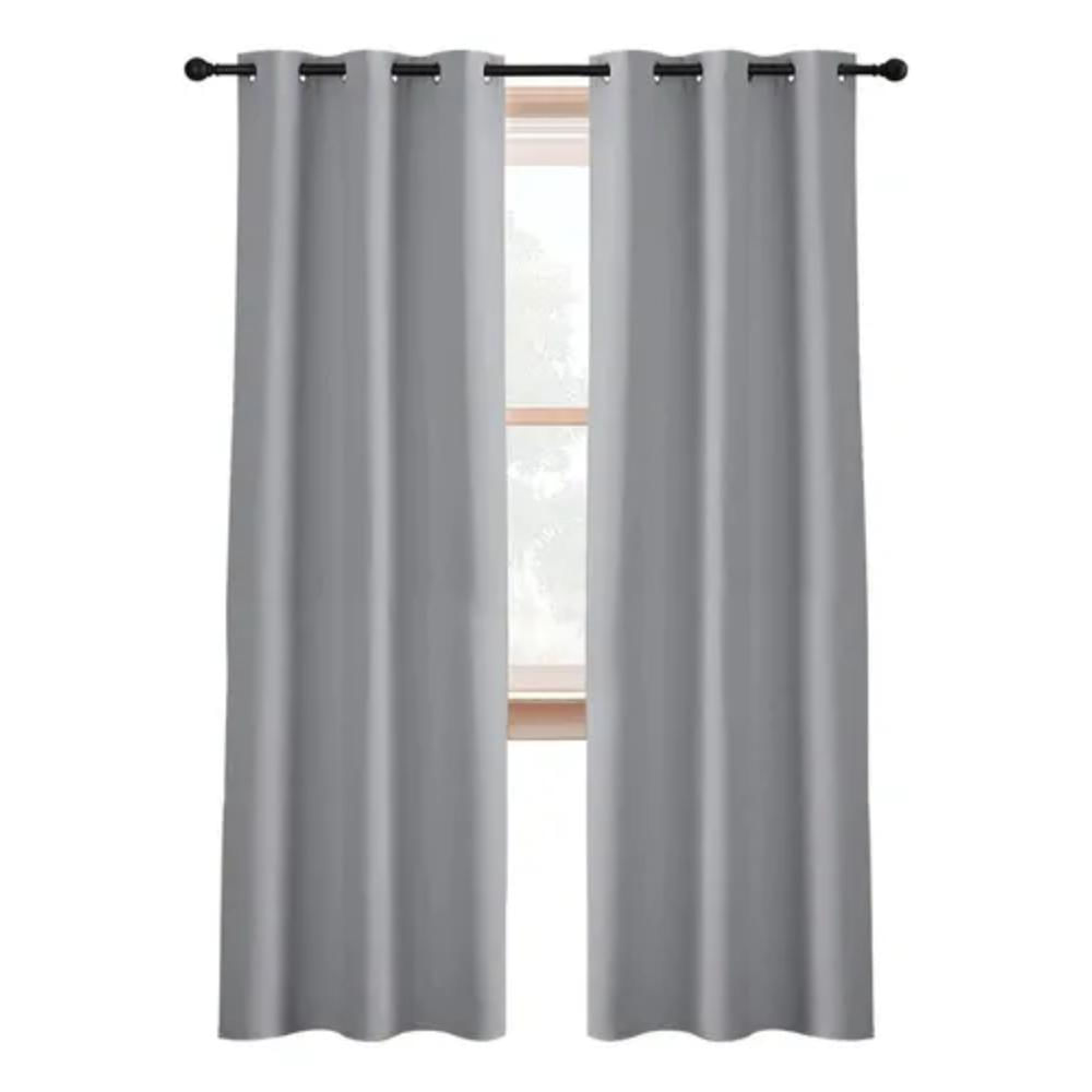 Cortina Semi Blackout 2 Paños 140X220cm Aislante Color Gris Claro Decoracion Hogar