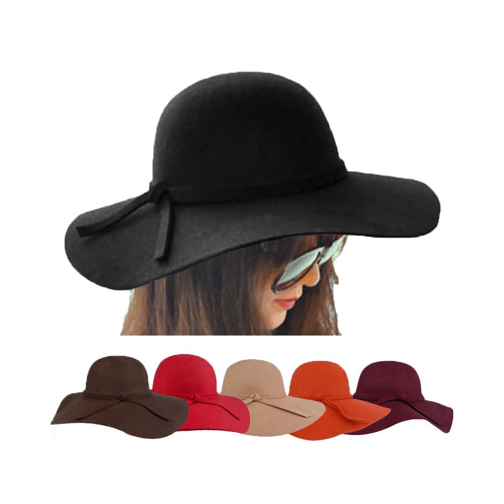 Sombrero Pava Mujer Elegante Sol Vestido Fieltro Azul img #2