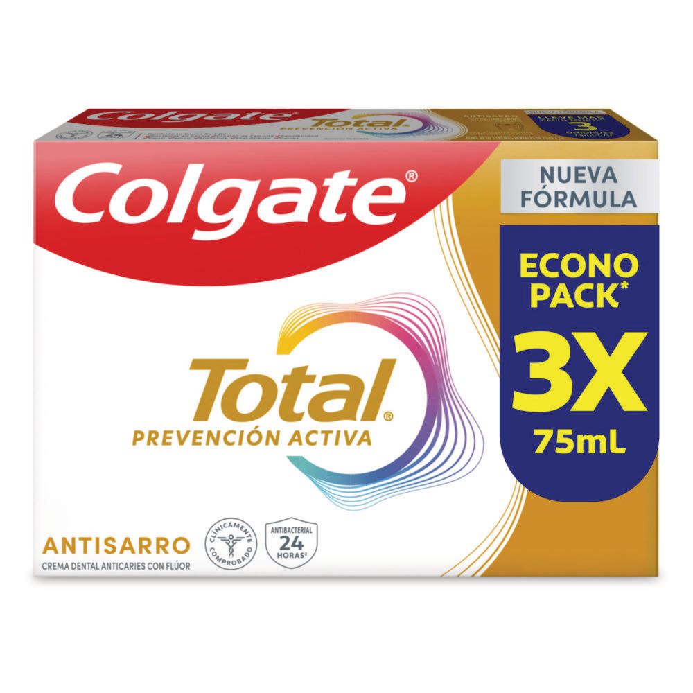 Crema dental COLGATE total anti sarro prevención x3und (225 ml)
