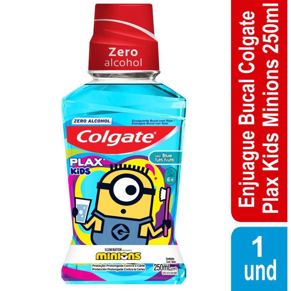 Enjuague Bucal COLGATE Plax Kids Minions Niños (250 ml)