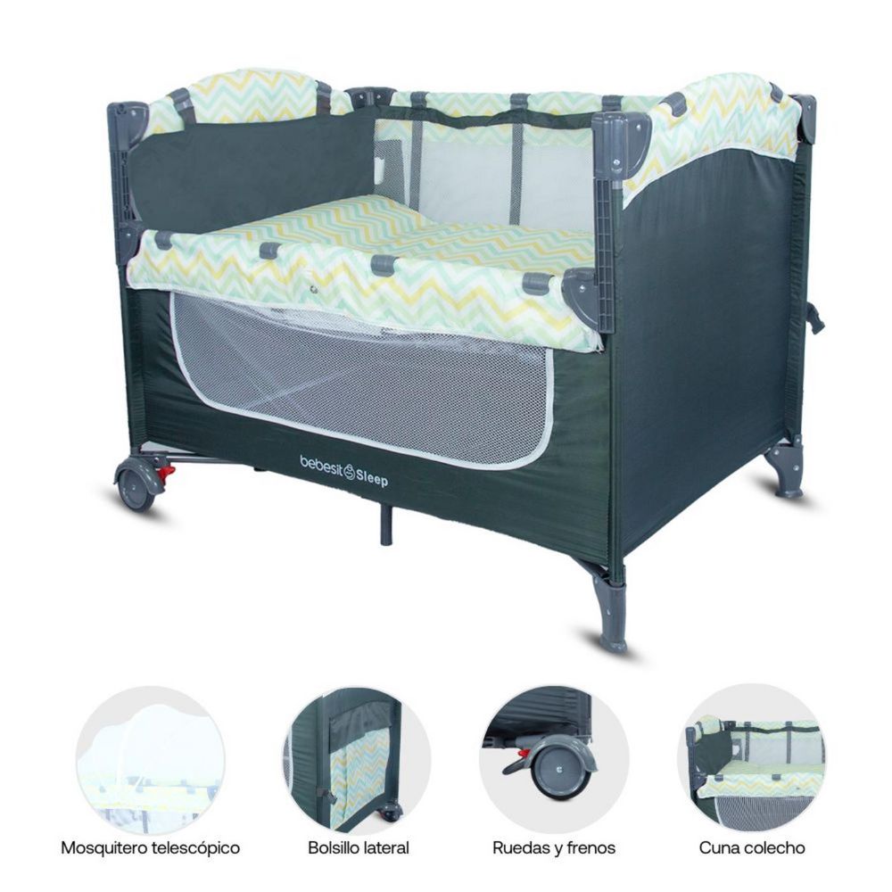Cuna corral colecho para bebé Sleep Azul BEBESIT ZK005BL