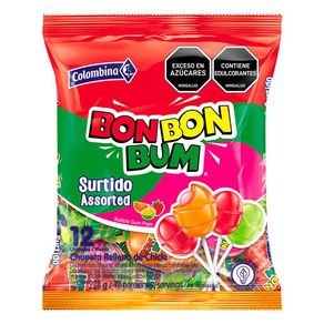 Chupeta BON BON BUM Rellena de chicle (228  gr)