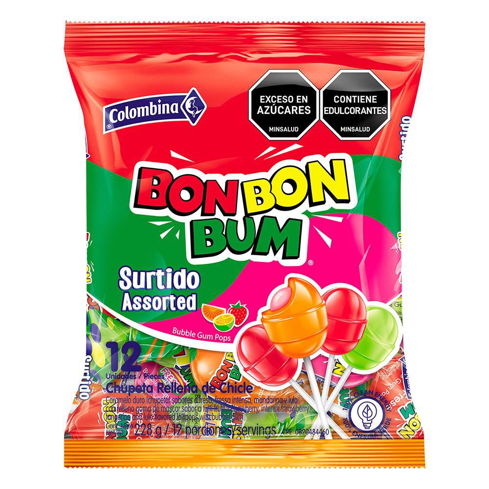 Chupeta BON BON BUM Rellena de chicle (228 gr)