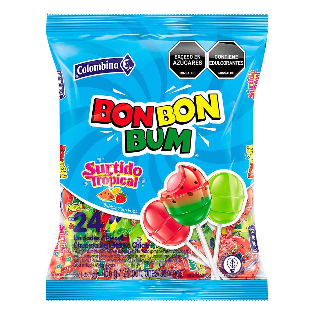 Chupeta BON BON BUM Surtido tropical (456 gr)