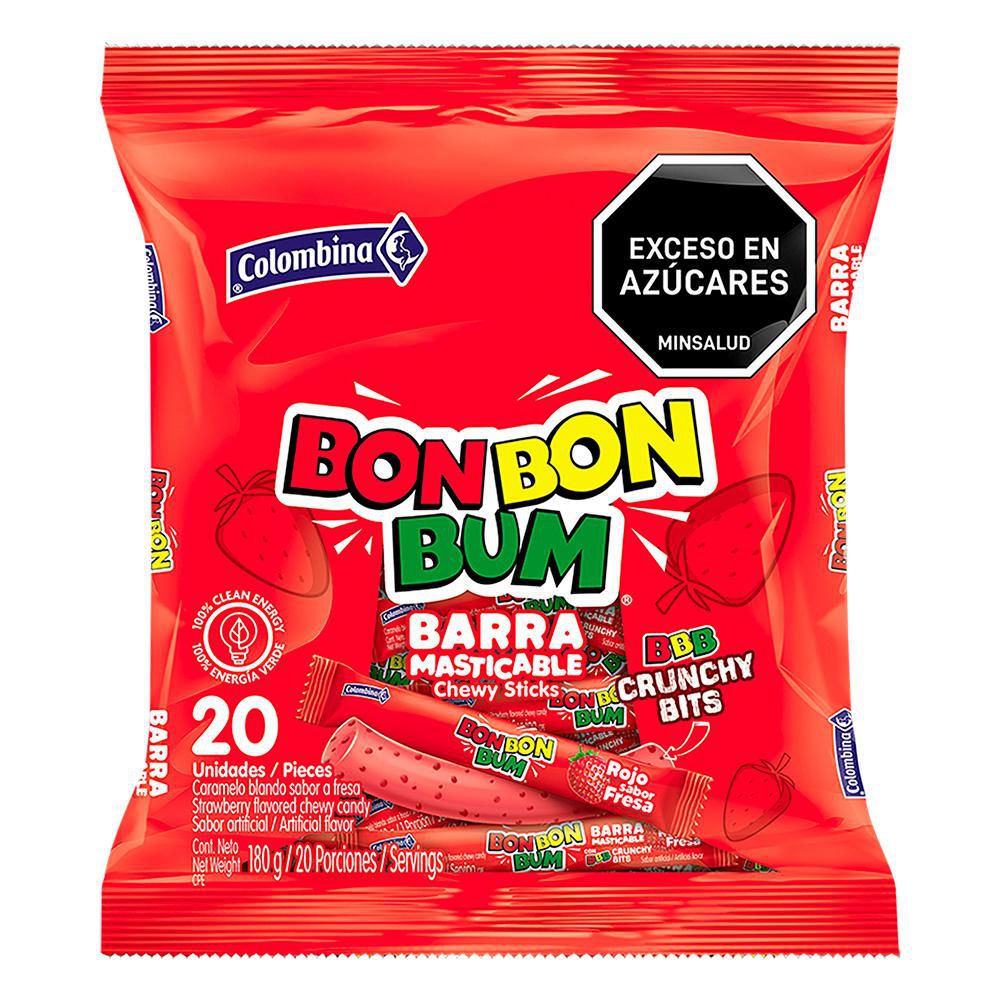 Caramelo blando BON BON BUM Sabor a fresa (180 gr)