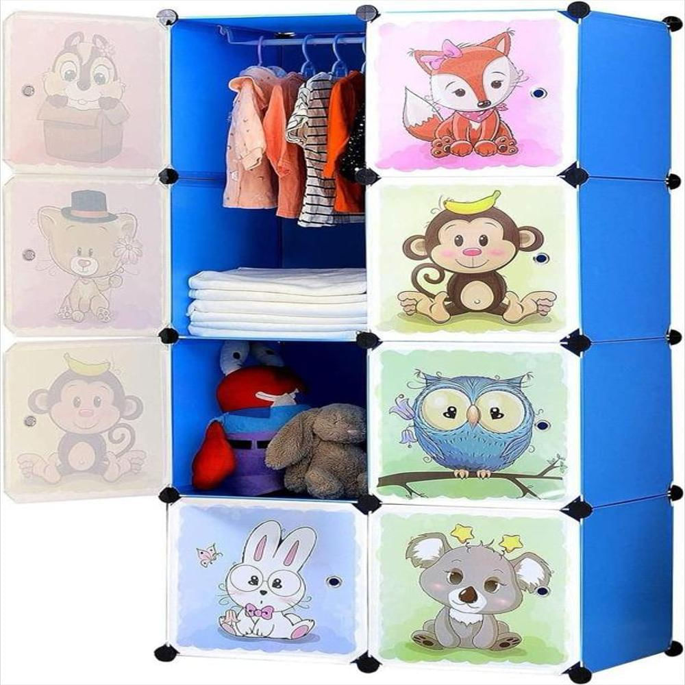 Closet Portátil Armario Para Niños Organizador De Ropa Azul