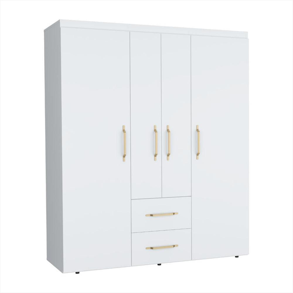 Closet Bariloche Bombay Eco, Blanco Marquez Y Dorado, Pequeño Con Variedad De Entrepaños Y Cuatro Puertas Abatibles Zf
