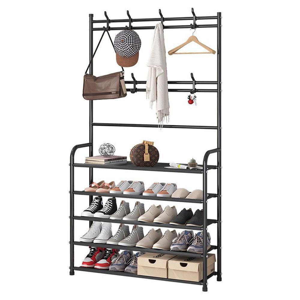 Organizador Zapatos Tipo Closet Zapatero 6 Percheros 5 Estantes Negro