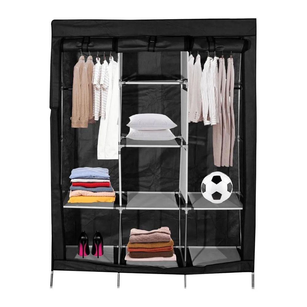 Closet Armario Doble Desarmable Portatil Con Forro Color Negro