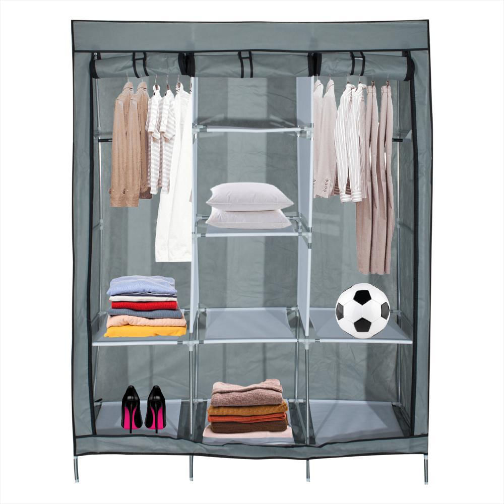 Closet Armario Doble Desarmable Portatil Con Forro Gris