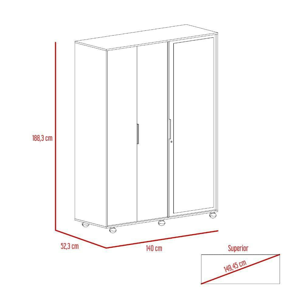 Closet Kaia Rovere 140 Cm Con Espejo Y Tres Puertas img #5