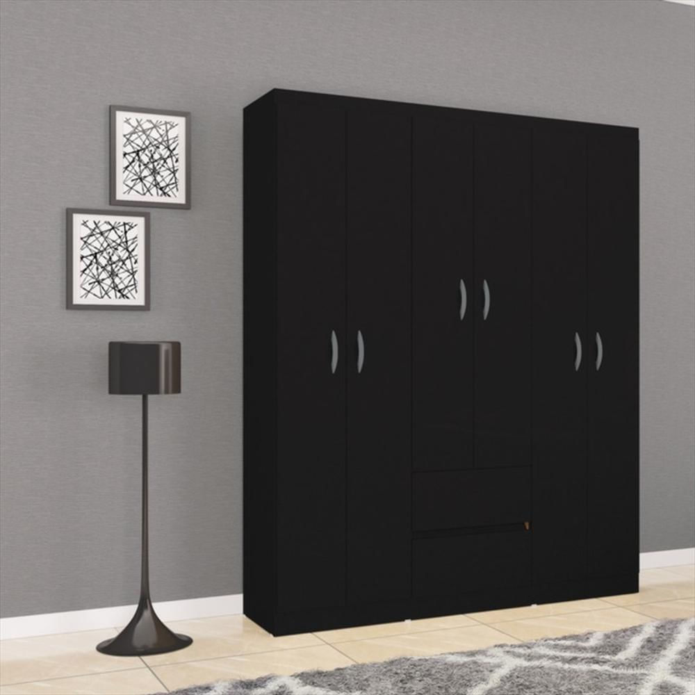 Closet Armario Lisboa 6 Puertas 183 Cm Negro img #2