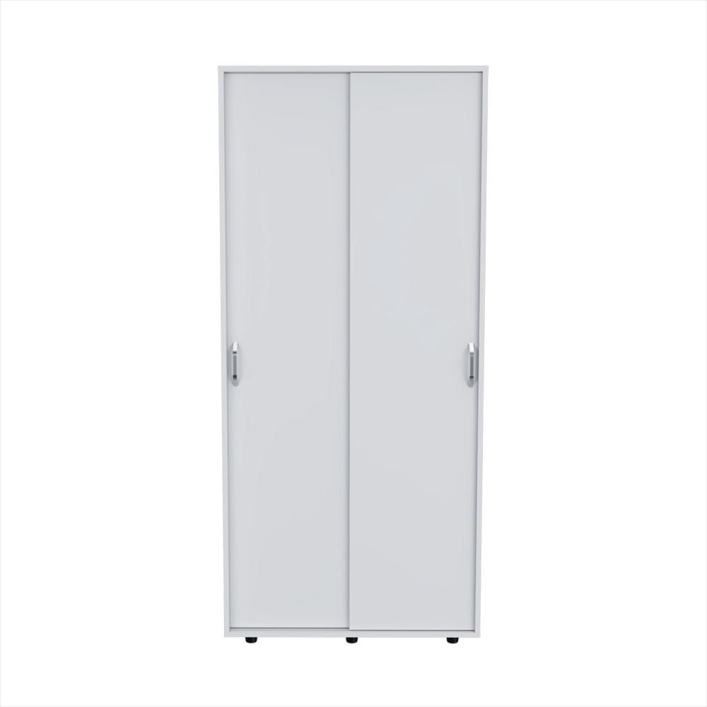 Closet Blanco Dos Puertas Deslizables Amplios Espacios Organizadores