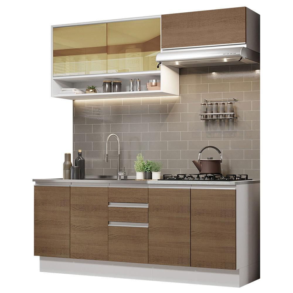 Cocina Integral Glamy 2.00M Blanco/Marrón 09