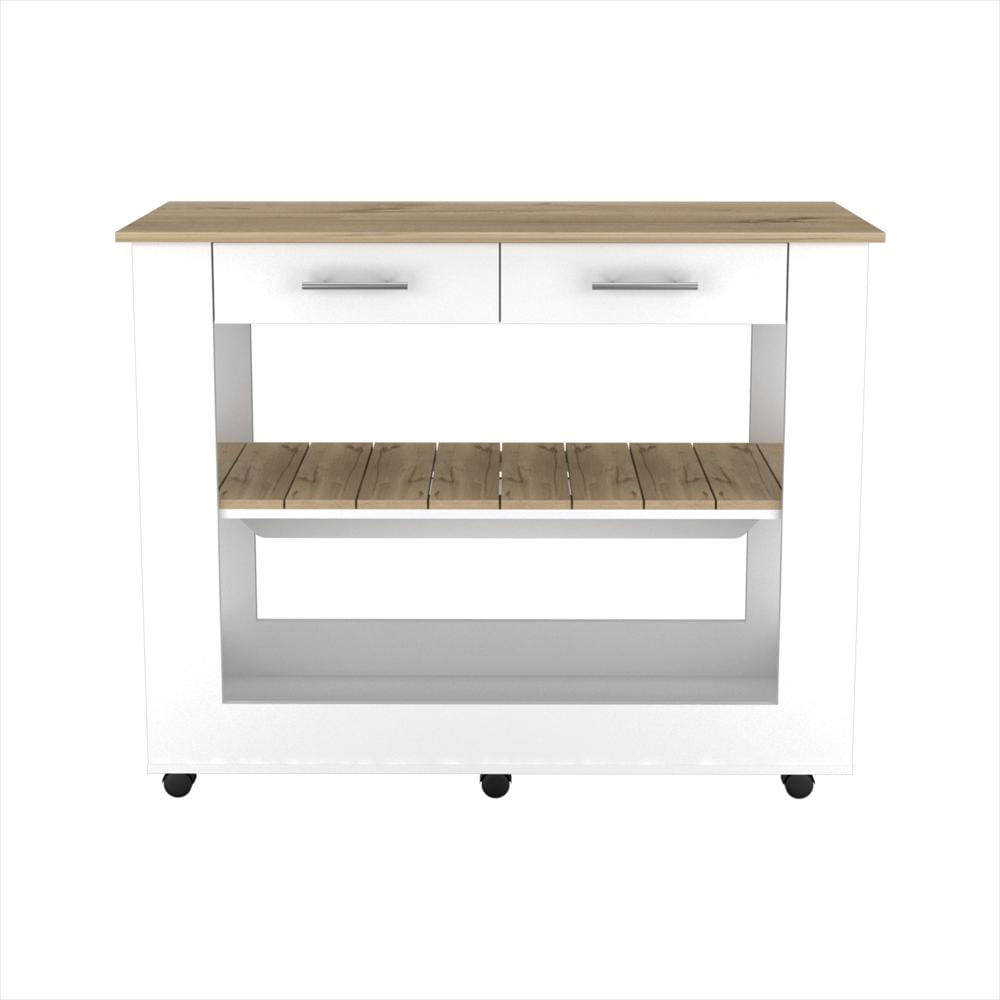Isla De Cocina Con Rodachines Color Blanco Con Toallero