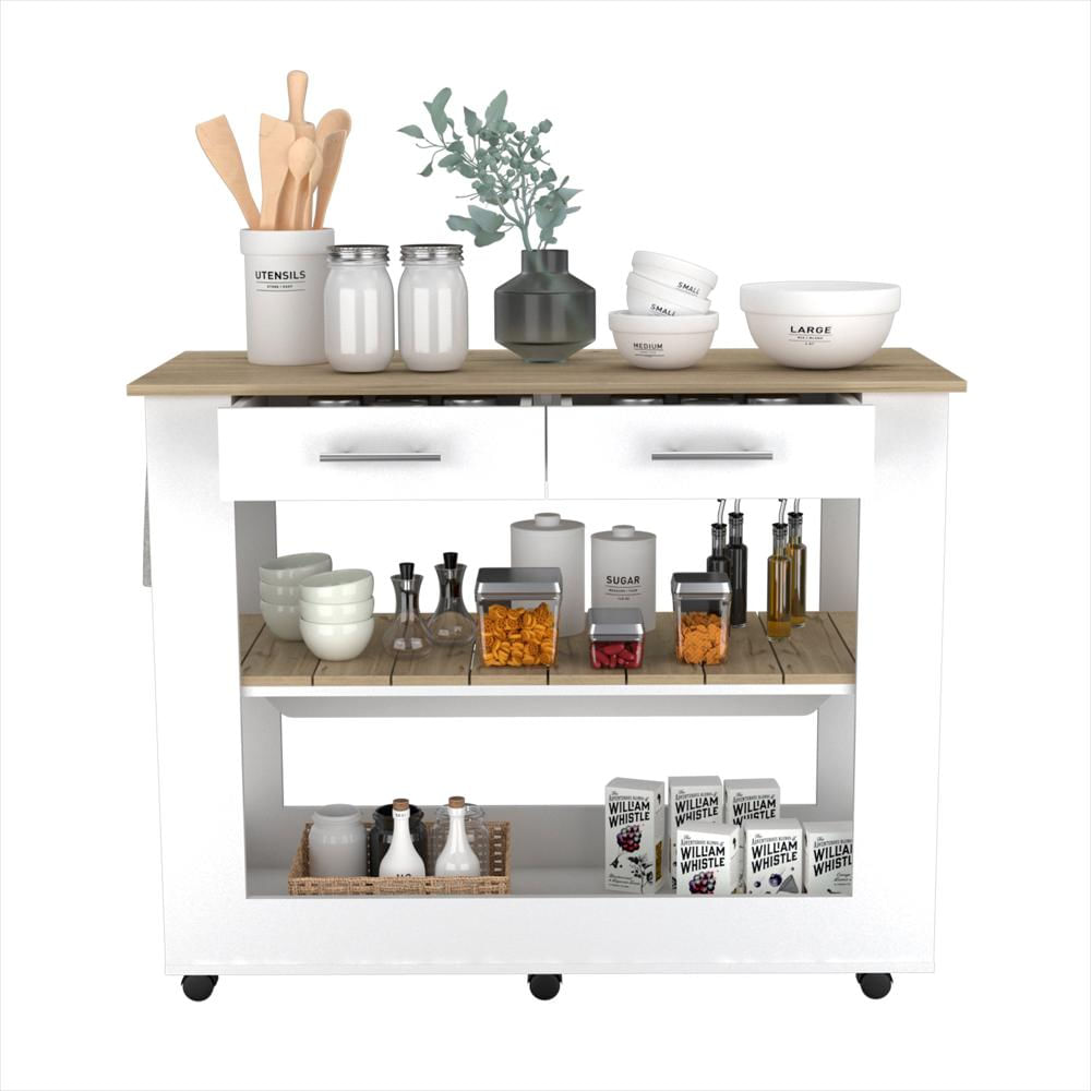 Isla De Cocina Con Rodachines Color Blanco Con Toallero img #3