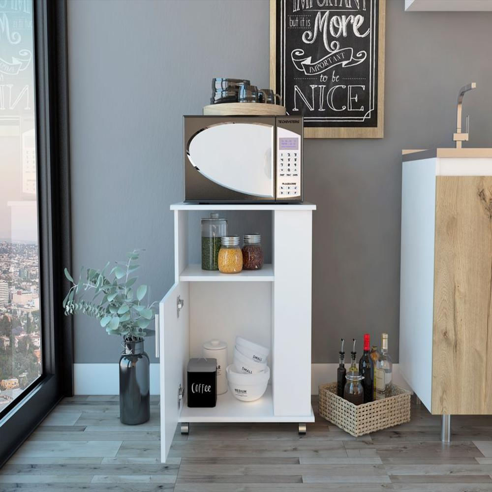 Módulo Microondas Lower, Blanco, Con Una Puerta Abatible Y Rodachinas Para Su Fácil Desplazamiento img #2