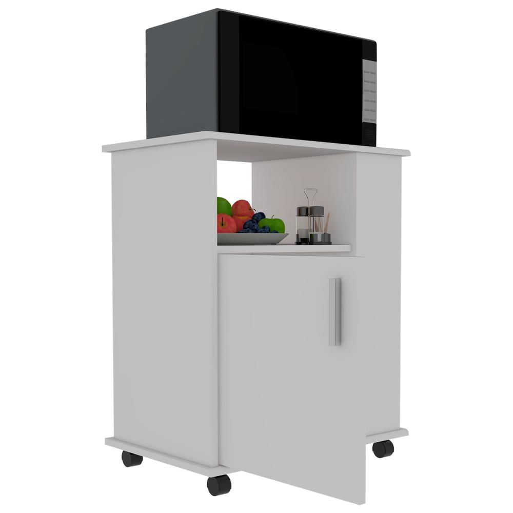 Módulo Microondas Lower, Blanco, Con Una Puerta Abatible Y Rodachinas Para Su Fácil Desplazamiento img #3