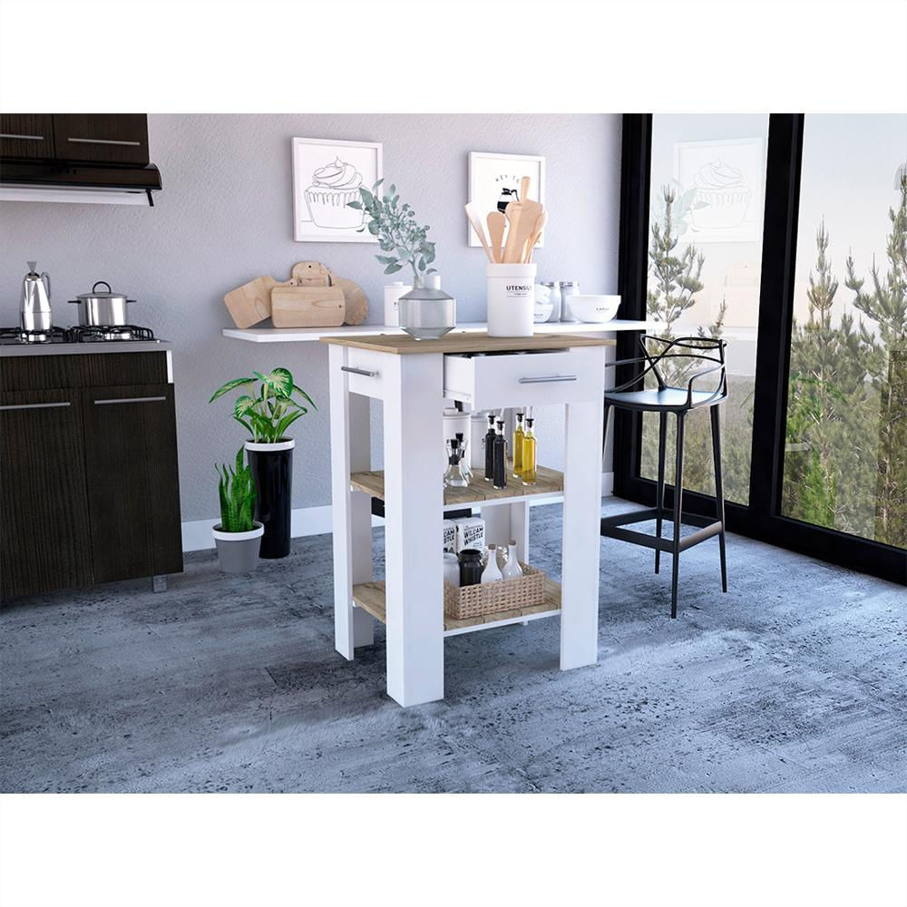 Isla De Cocina Blanco Con Toallero Fabricado En Mdf img #5