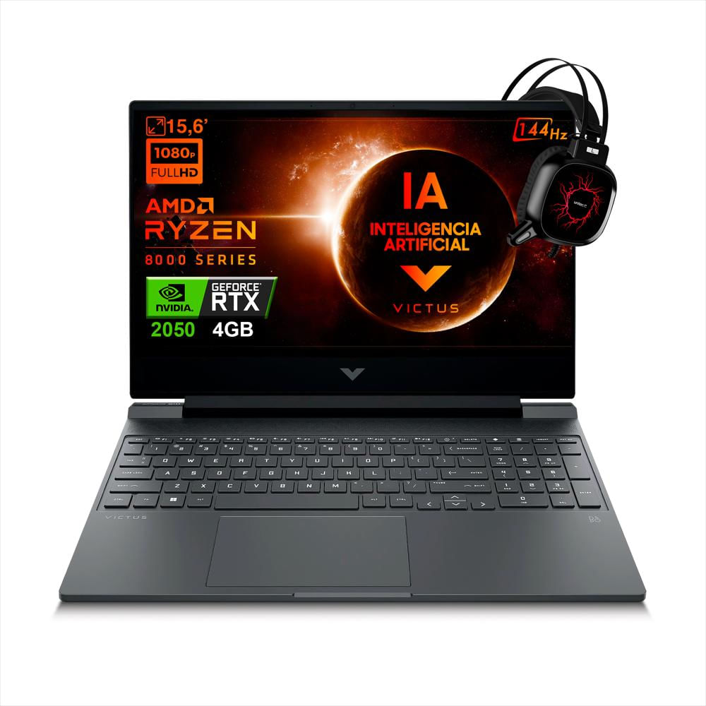 Portatil Gaming Victus Hp 15 Fb2025la Fhd 144Hz Amd R5 8645Hs Ram 64Gb 512Gb Ssd Nvidia® Geforce Rtx 2050